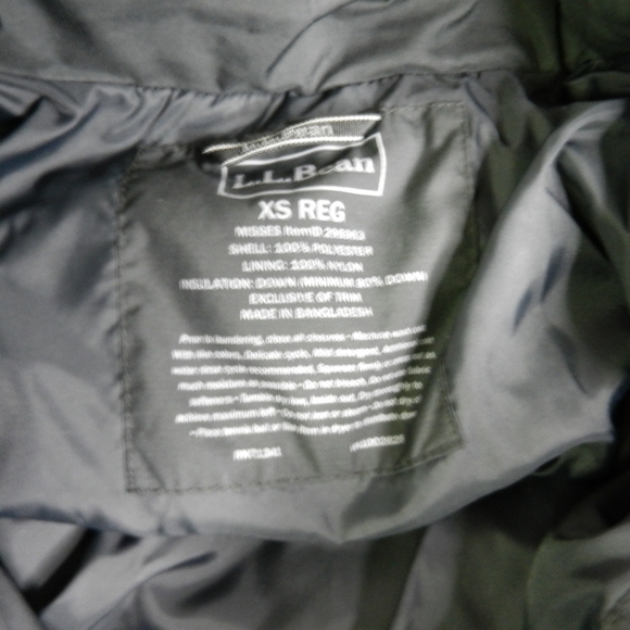 LL Bean Jacket Womens XS Black Down Trench Pertex Classic Downtek Waterproof - Picture 8 of 16
